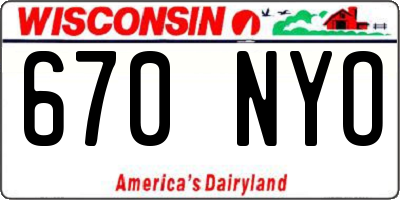 WI license plate 670NYO
