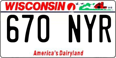 WI license plate 670NYR