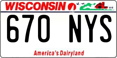 WI license plate 670NYS