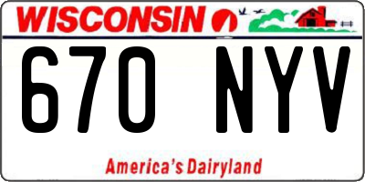 WI license plate 670NYV