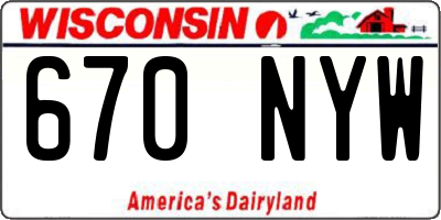 WI license plate 670NYW