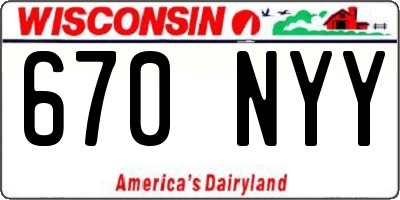 WI license plate 670NYY