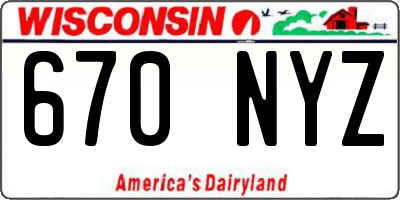WI license plate 670NYZ