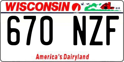 WI license plate 670NZF