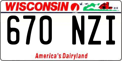 WI license plate 670NZI