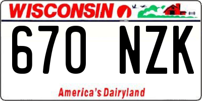 WI license plate 670NZK