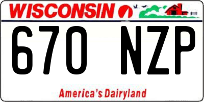 WI license plate 670NZP