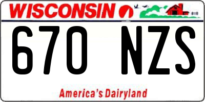 WI license plate 670NZS