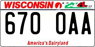 WI license plate 670OAA