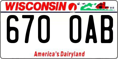 WI license plate 670OAB