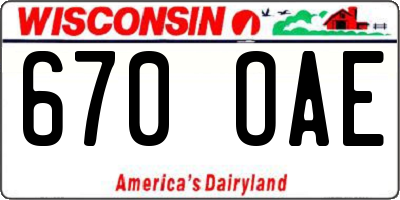 WI license plate 670OAE