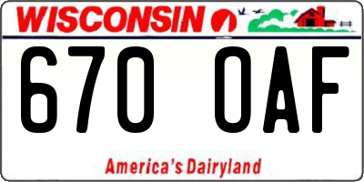 WI license plate 670OAF