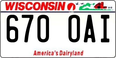 WI license plate 670OAI