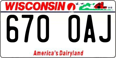 WI license plate 670OAJ