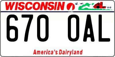 WI license plate 670OAL