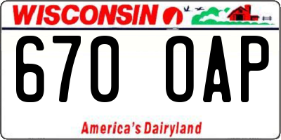 WI license plate 670OAP