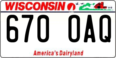 WI license plate 670OAQ