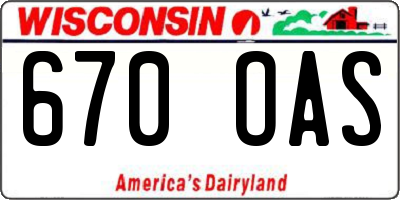 WI license plate 670OAS