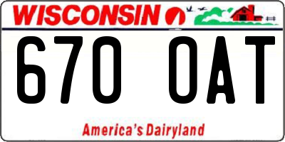 WI license plate 670OAT