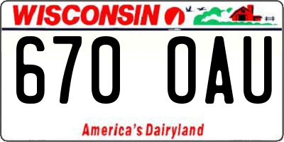 WI license plate 670OAU