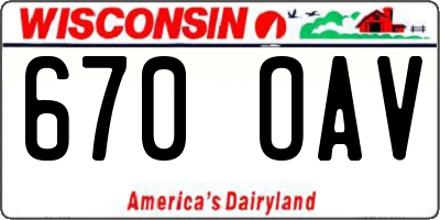 WI license plate 670OAV