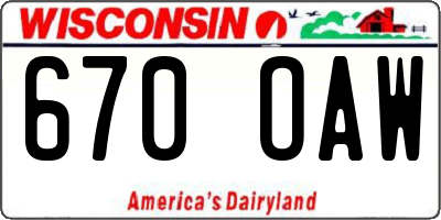 WI license plate 670OAW