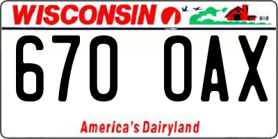 WI license plate 670OAX