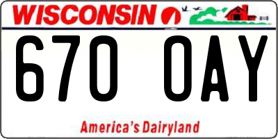 WI license plate 670OAY