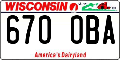 WI license plate 670OBA