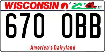 WI license plate 670OBB