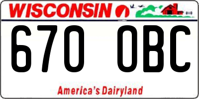 WI license plate 670OBC