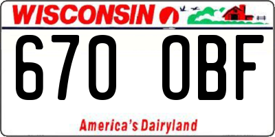 WI license plate 670OBF