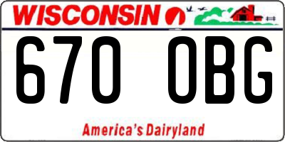 WI license plate 670OBG