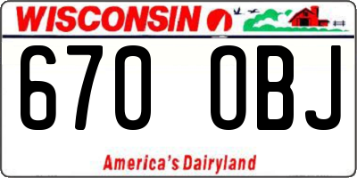 WI license plate 670OBJ