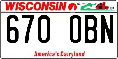 WI license plate 670OBN