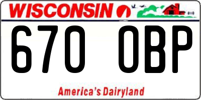 WI license plate 670OBP