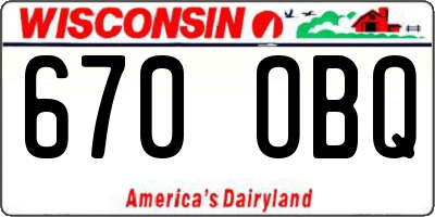 WI license plate 670OBQ
