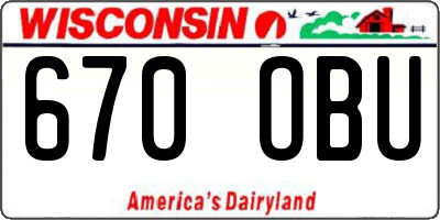 WI license plate 670OBU