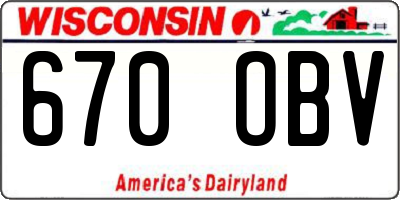 WI license plate 670OBV