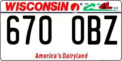 WI license plate 670OBZ