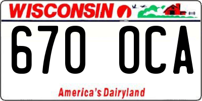 WI license plate 670OCA