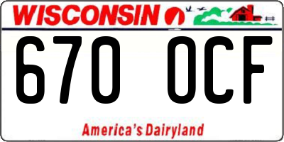 WI license plate 670OCF