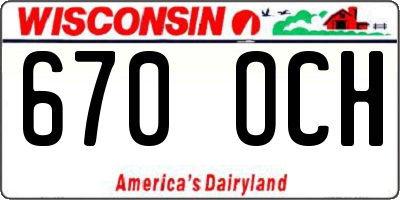 WI license plate 670OCH