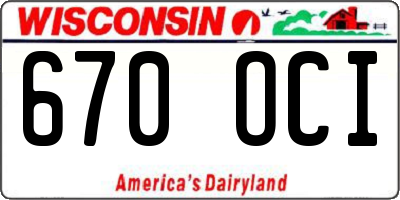 WI license plate 670OCI