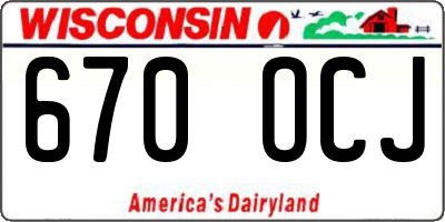 WI license plate 670OCJ