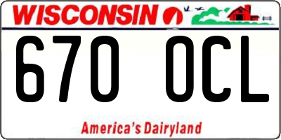WI license plate 670OCL