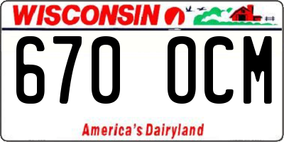 WI license plate 670OCM