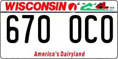 WI license plate 670OCO