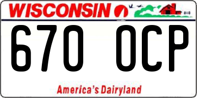 WI license plate 670OCP
