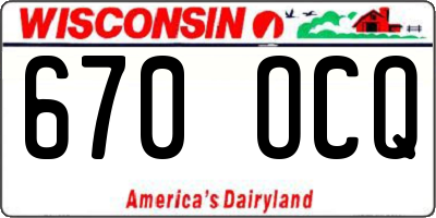 WI license plate 670OCQ